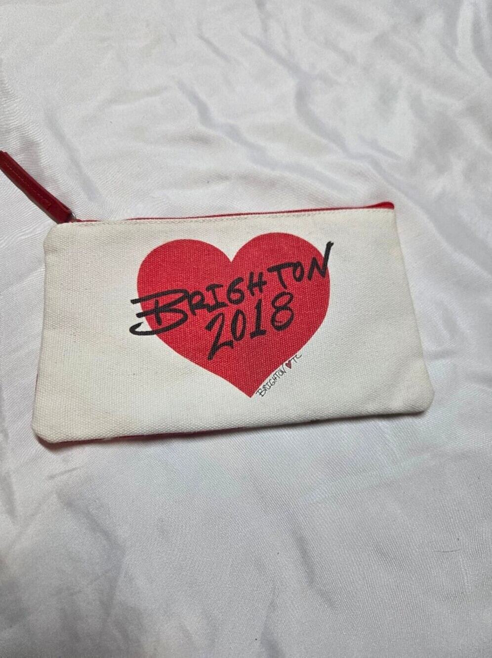 Brighton White Canvas Wristlet with Red Heart
